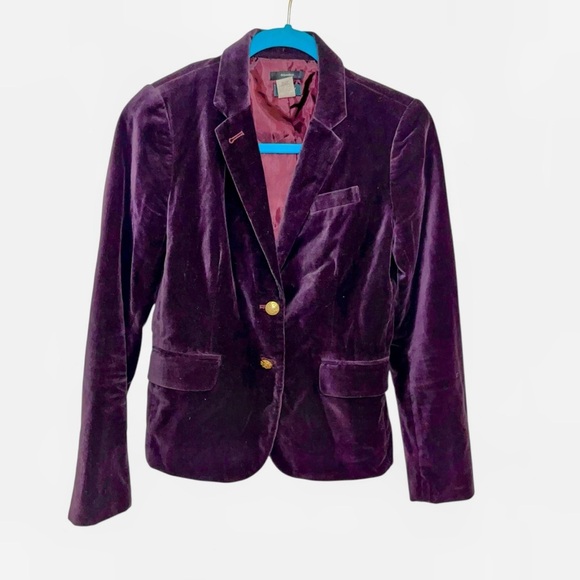 J. Crew Jackets & Blazers - J. Crew purple velvet blazer jacket schoolboy 100% cotton size 2
